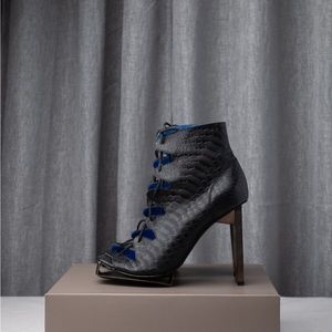 Jeffrey Campbell Black Lace- Up Metal Platform Heels